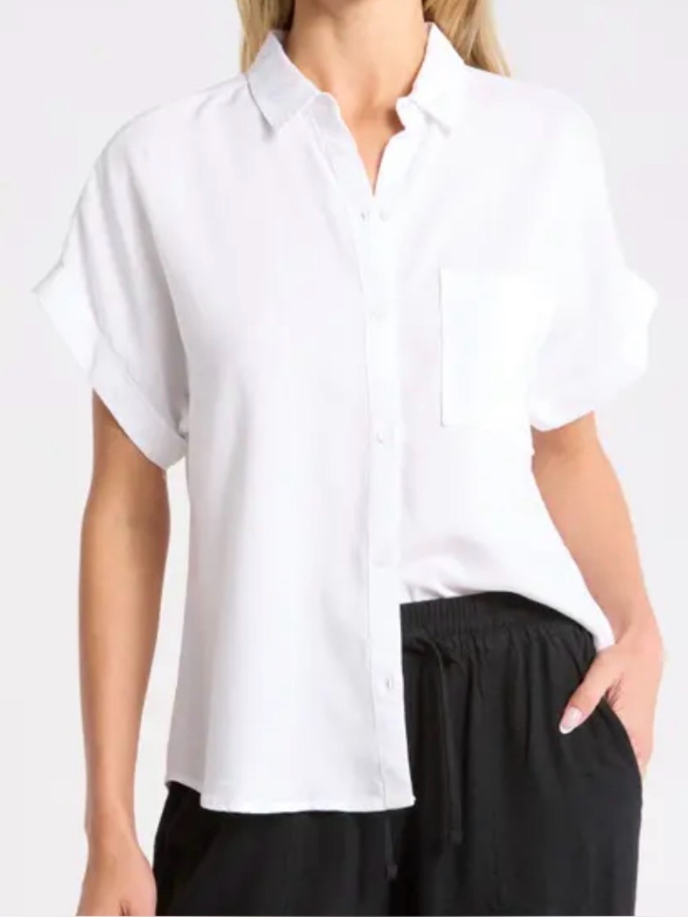 cloth & stone White Short-Sleeve Button-Down Pocket Shirt -  Women’s